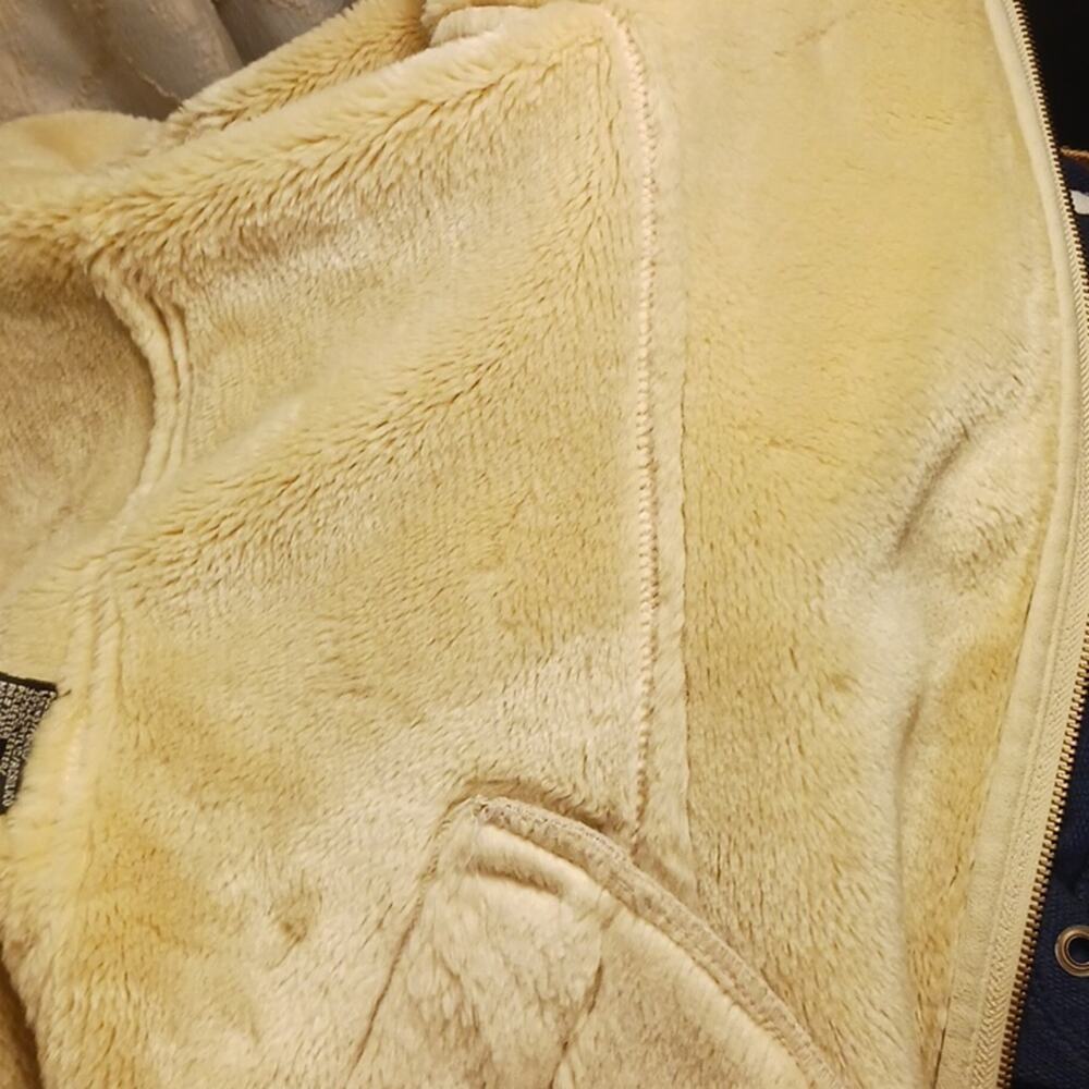 Marvin Richards Coat Women's Sz M Beige Fleece Lined Faux Suede Hood Warm Jacket - Picture 5 of 16
